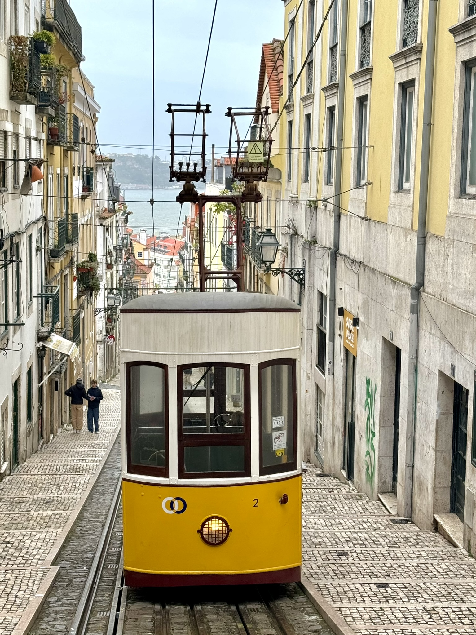 Yellow tram in Lisbon street